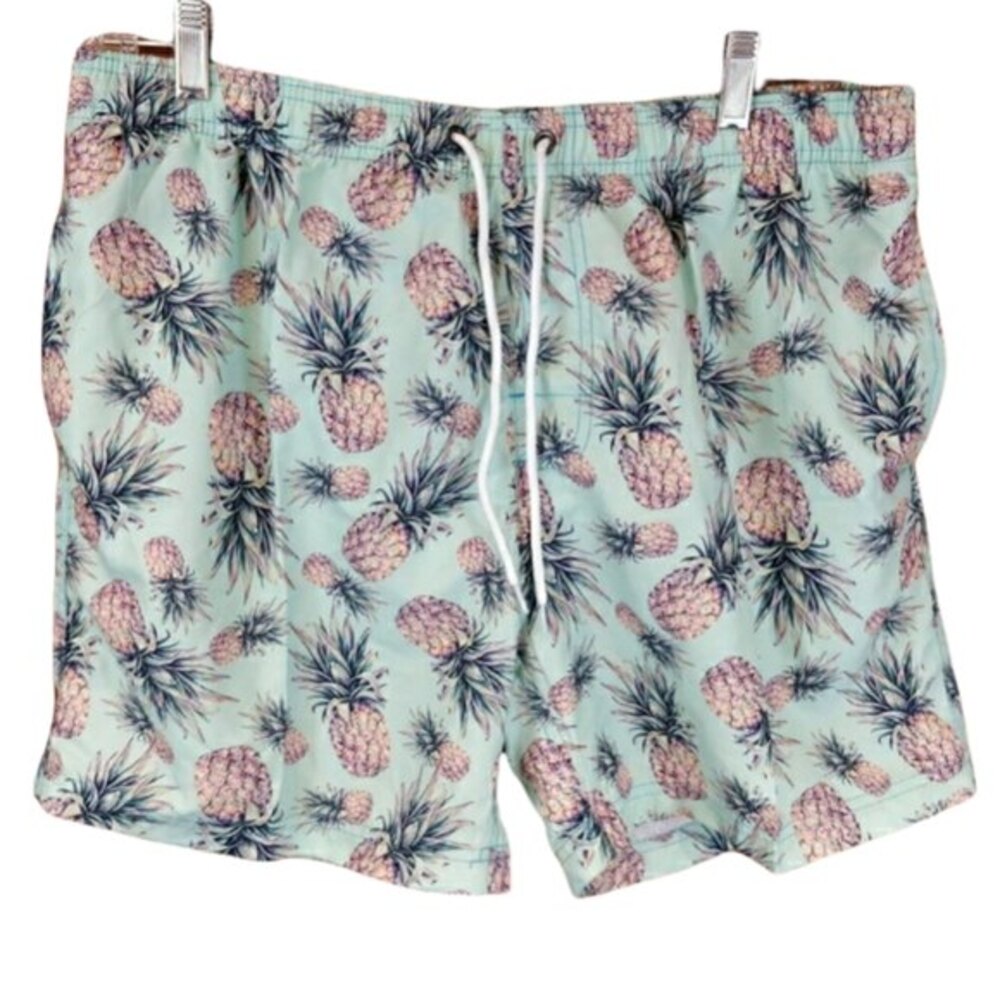 Pineapple Print Mens Drawstring Swim Trunks XL  Tropical Beachwear